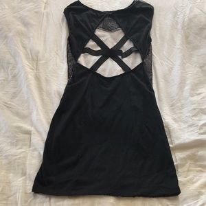 Body con black sequin open back dress